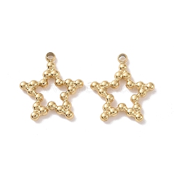 304 Stainless Steel Charms, Star, Real 18K Gold Plated, 13x12x1.5mm, Hole: 1mm(X-STAS-J400-12G)