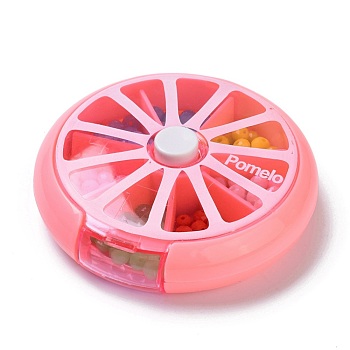 Plastic Bead Containers, for Small Parts, Hardware and Craft, 7 Compartments, Flat Round, Hot Pink, 9.05x2.4cm, Hole: 28x13mm, Inner Diameter: 2.7x2.7cm
