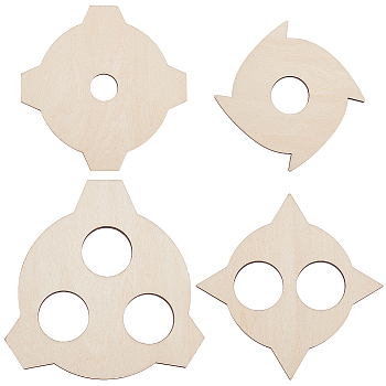 2 Sets Plywood Candle Wick Holders, Centering Devices for Candle Making, BurlyWood, 67.5x67.5x5mm, 4pcs/set