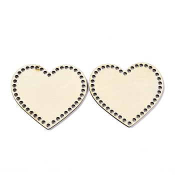 Heart Wooden Bags Bottoms, Crochet Bags Base, for Knitting Supplies and Home Decor Craft, BurlyWood, 8.9x10x0.4cm, Hole: 4.5mm, 2pcs/set
