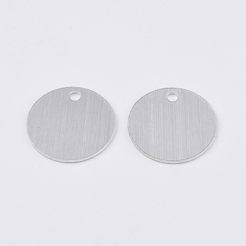 Aluminum Pendants, Blank Tags, Flat Round, Platinum, 30x1mm, Hole: 3.7mm