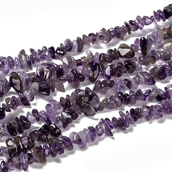 Natural Amethyst Chips, Purple,  about 5~9mm long, about 33 inch/strand