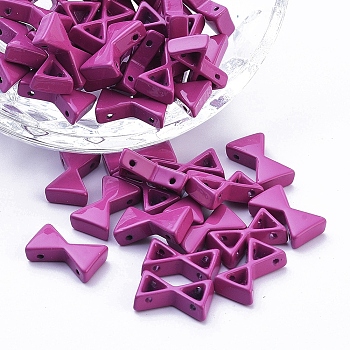 Spray Painted Alloy Multi-Strand Links, For Tile Elastic Bracelets Making, Bowknot, Purple, 13x8x3.5mm, Hole: 1mm