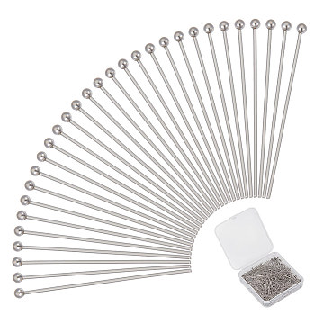 400Pcs 304 Stainless Steel Ball Head Pins, Stainless Steel Color, 35mm, Pin: 0.7mm, 21 Gauge, Head: 2mm