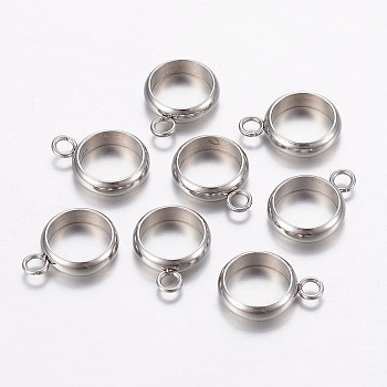 Tarnish Resistant 201 Stainless Steel Tube Bails, Loop Bails, Ring, Stainless Steel Color, 12x9x2.5mm, Hole: 2mm, 7mm Inner Diameter