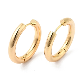 Brass Huggie Hoop Earrings, Real 18K Gold Plated, 24.5mm