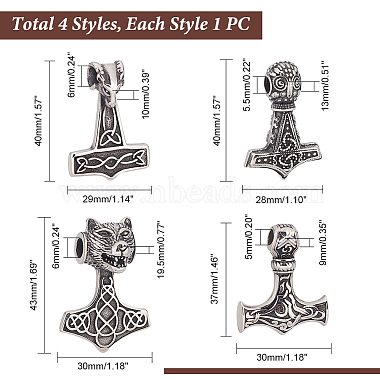 4Pcs 4 Style 304 Stainless Steel Pendants(STAS-UN0043-51)-4