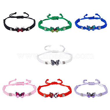 7Pcs 7 Colors Alloy Butterfly Link Bracelet(BJEW-FI0001-81)-9