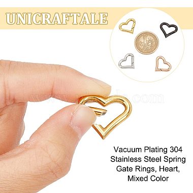 unicraftale 4pcs 4 couleurs placage sous vide 304 anneaux de porte à ressort en acier inoxydable(STAS-UN0042-17)-3