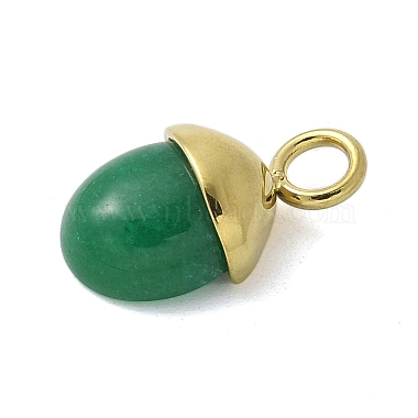 304 Stainless Steel Natural Green Onyx Agate(Dyed & Heated) Pendants(STAS-L277-07G-05)-2