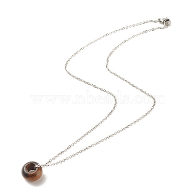 Gemstone Donut Pendant Necklace with 304 Stainless Steel Cable Chains for Women(NJEW-JN03852-01)-5