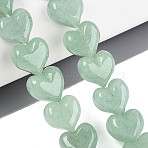 Natural Green Aventurine Beads Strands, Heart, 11~12x12x7.5~8mm, Hole: 1mm, about 15pcs/strand, 6.10~6.50''(15.5~16.5cm)(G-T144-22A-02)