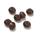 Opaque Resin European Saucer Beads, Large Hole Beads, Rondelle, Coconut Brown, 12.5x8mm, Hole: 4.5mm(RESI-F073-11A)