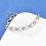 304 Stainless Steel Link Chain Bracelets for Women, Ring, Stainless Steel Color, 6-7/8 inch(17.6cm), 29mm extender(BJEW-H207-01C-P)