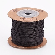 Нейлоновые шнуры, струнные нити шнуры, круглые, чёрные, 1.5 мм, около 27.34 ярда (25 м) / рулон(OCOR-L035-G31)