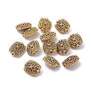 Tibetan Style Alloy Rectangle Beads, Antique Golden Color, Lead Free & Nickel Free & Cadmium Free, Size: about 11mm wide, 13mm long, 6.5mm thick, hole: 1.5mm(X-GLF5179Y-NF)