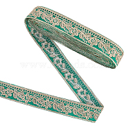 Ethnic Style Embroidery Polyester Ribbons, Jacquard Ribbon, Garment Accessories, Floral Pattern, Sea Green, 1-1/8 inch(30mm)(OCOR-WH0060-33A)
