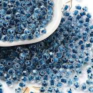 Glass Seed Beads, Inside Colours, Bicone, Steel Blue, 4.5x3.5mm, Hole: 1.4mm, about 5625pcs/pound(SEED-A032-01L)