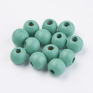Natural Wood Beads, Dyed, Round, Dark Cyan, 8x7mm, Hole: 2~3mm, about 2770pcs/500g(WOOD-Q030-44)