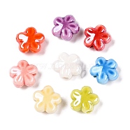 Handmade Porcelain Beads, Pearlized, Flower, Mixed Color, 11.5x11.5x5.5mm, Hole: 1.6mm(X-PORC-K003-01-A)