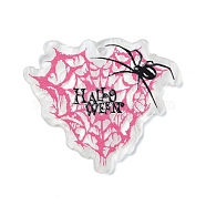 Halloween Style Printed Acrylic Pendants, Spider, 44x38x2.5mm, Hole: 2mm(OACR-M007-03C)