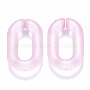 Transparent Acrylic Linking Rings, Quick Link Connectors, for Cable Chains Making, Frosted, Oval, Pearl Pink, 31x19.5x5.5mm, Inner Diameter: 19.5x7.5mm(OACR-S036-006A-K01)