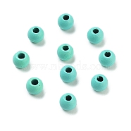 Spray Painted 202 Stainless Steel Beads, Round, Turquoise, 4x3mm, Hole: 1.5mm(STAS-G340-01E)