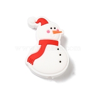 Christmas Theme Silicone Focal Beads, Silicone Teething Beads, Snowman, 30x21x9mm, Hole: 3.5mm(SIL-G011-09A)