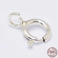 925 Sterling Silver Spring Ring Clasps, Silver, 8x6.5x3mm, Hole: 2mm(STER-K025-01S)