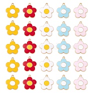 20Pcs 5 Colors Alloy Enamel Pendants, Flower, Light Gold, Mixed Color, 21.5x19x2mm, Hole: 1.6mm, 4pcs/color(ENAM-FS0001-05)