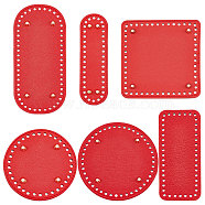 Elite 6Pcs 6 Style Flat Round PU Leather Knitting Crochet Bags Nail Bottom Shaper Pad, with Metal Nail, for Bag Bottom Accessories, Red, 12.2~21.7x5~15.1x0.4~1cm, Hole: 4.5~5mm, 1pc/style(DIY-PH0021-06B)