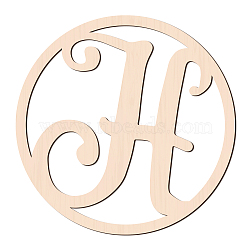 Laser Cut Wooden Wall Sculpture, Torus Wall Art, Home Decor Artwork, Flat Round with Letter, BurlyWood, Letter.H, 310x6mm(WOOD-WH0105-071)