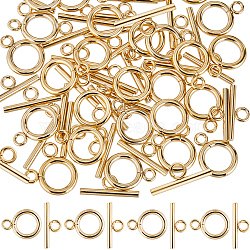 30Pcs 304 Stainless Steel Toggle Clasps, Round Ring, Real 18K Gold Plated, Ring: 16.5x12x2mm, Hole: 3mm, Bar: 18x7x2mm, Hole: 3mm(STAS-SC0007-40B)