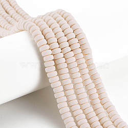 Handmade Polymer Clay Beads Strands, for DIY Jewelry Crafts Supplies, Flat Round, Old Lace, 6~7x3mm, Hole: 1.5mm, about 113~116pcs/strand, 15.55 inch~16.14 inch(39.5~41cm)(CLAY-N008-117)