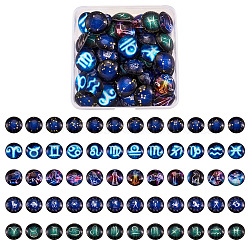 Craftdady 5 Sets 5 Styles Glass Cabochons, Half Round with 12 Constellations, 12 Constellations, 25x7~8mm, 12pcs/set, 1set/style(GGLA-CD0001-07)