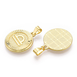 Brass Pendants, Twelve Constellations, Flat Round, Real 18K Gold Plated, 24x20.5x2mm, Hole: 3.5x7mm(KK-T070-01G-03)