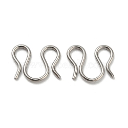 304 Stainless Steel S-Hook Clasps, M Clasps, Stainless Steel Color, 10.5x12.5x1mm, Inner diameter: 4.5x3mm(STAS-Z048-06P)