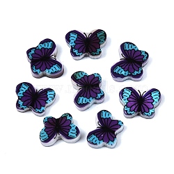 Printed Natural Freshwater Shell Beads, Butterfly, Blue Violet, 8~9x11~12x2.5~3mm, Hole: 0.8~0.9mm(SHEL-Q029-11D)