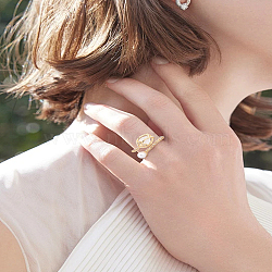 1Pc Brass Micro Pave Clear Cubic Zirconia Cuff Rings, Rose, Open Rings, with ABS Plastic Imitation Pearl and Cat Eye, Nickel Free, Real 16K Gold Plated, Inner Diameter: 17mm(RJEW-LP0008-21)