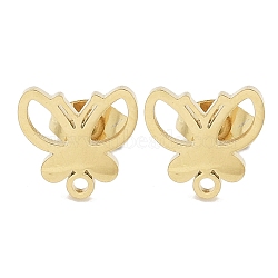 Hollow Butterfly Ion Plating(IP) 304 Stainless Steel Stud Earring Findings, with Loop, Golden, 10x10mm, Hole: 1.2mm, Pin: 0.8x11mm(STAS-I206-124G)