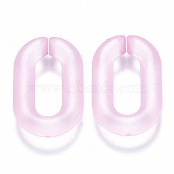 Transparent Acrylic Linking Rings, Quick Link Connectors, for Cable Chains Making, Frosted, Oval, Pearl Pink, 31x19.5x5.5mm, Inner Diameter: 19.5x7.5mm(OACR-S036-006A-K01)