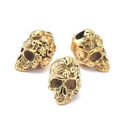 Ion Plating(IP) 304 Stainless Steel Beads, Skull, Real 18K Gold Plated, 15x11x11.5mm, Hole: 4mm(STAS-P291-15G)