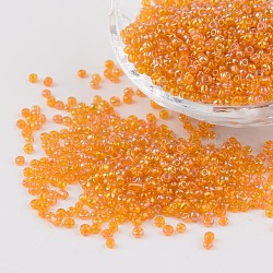 Round Trans. Colors Rainbow Glass Seed Beads, Gold, 
Size: about 2mm in diameter, hole:1mm, about 3306pcs/50g(X-SEED-A007-2mm-169)