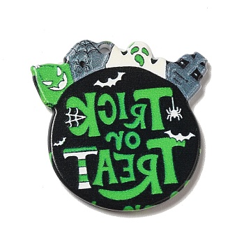 Opaque Double-sided Printed Acrylic Pendants, for Halloween, Word, 35x35x2mm, Hole: 1.8mm