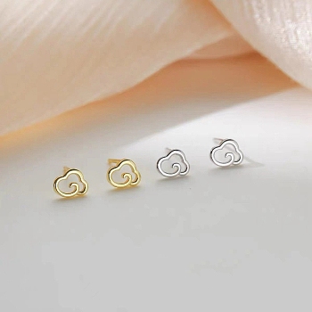 Alloy Earrings for Women, with 925 Sterling Silver Pin, Cloud, 10mm