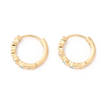 Cubic Zirconia Huggie Hoop Earrings, Real 18K Gold Plated Small Hoop Earrings for Girl Women, Cyan, 10 Gauge, 2.5x14mm, Pin: 1mm