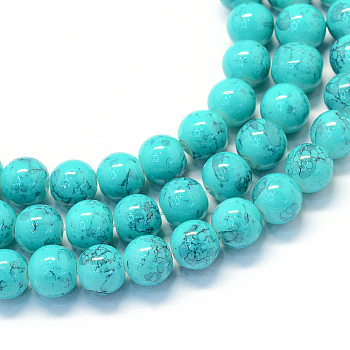Baking Painted Glass Round Bead Strands, Dark Turquoise, 8.5~9mm, Hole: 1.5mm, about 100~105pcs/strand, 31.8 inch