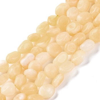 Natural Yellow Jade Beads Strands, Nuggets, Tumbled Stone, 7~12x6~8x5~7mm, Hole: 1mm, about 43~44pcs/strand, 15.47~15.63''(39.3~39.7cm)