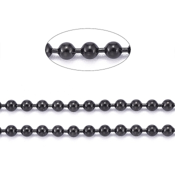 3.28 Feet 304 Stainless Steel Ball Chains, PVD Vacuum Plating, Black, 2mm
