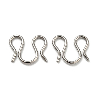 304 Stainless Steel S-Hook Clasps, M Clasps, Stainless Steel Color, 10.5x12.5x1mm, Inner diameter: 4.5x3mm